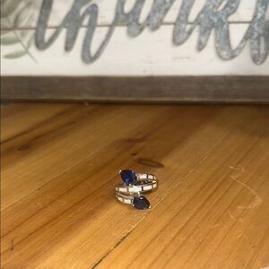 Elegant Blue Sapphire and opal Silver Ring